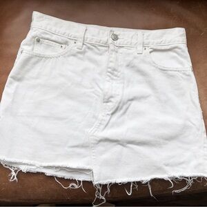 TNA White Frayed Hem Denim Shorts